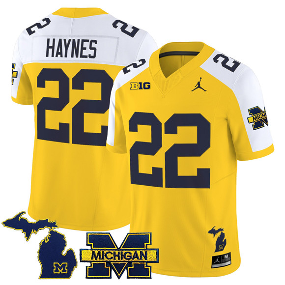 Men's Michigan Wolverines #22 Justice Haynes Maize Alternate F.U.S.E. 2025 Vapor Limited Stitched Football Jersey